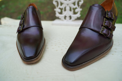 Luxury Men Shoe Made To Order Genuine Leather Monk Strap Men Shoes / Custom Shoes For Men / Made To Order Shoes / Gift For Him