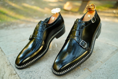 Men Custom Shoes, Leather Monk Strap Shoes Men Dress Shoes Formal Shoe For Men, Brogue Shoes for Men Handmade Men Shoes,Wedding Shoe
