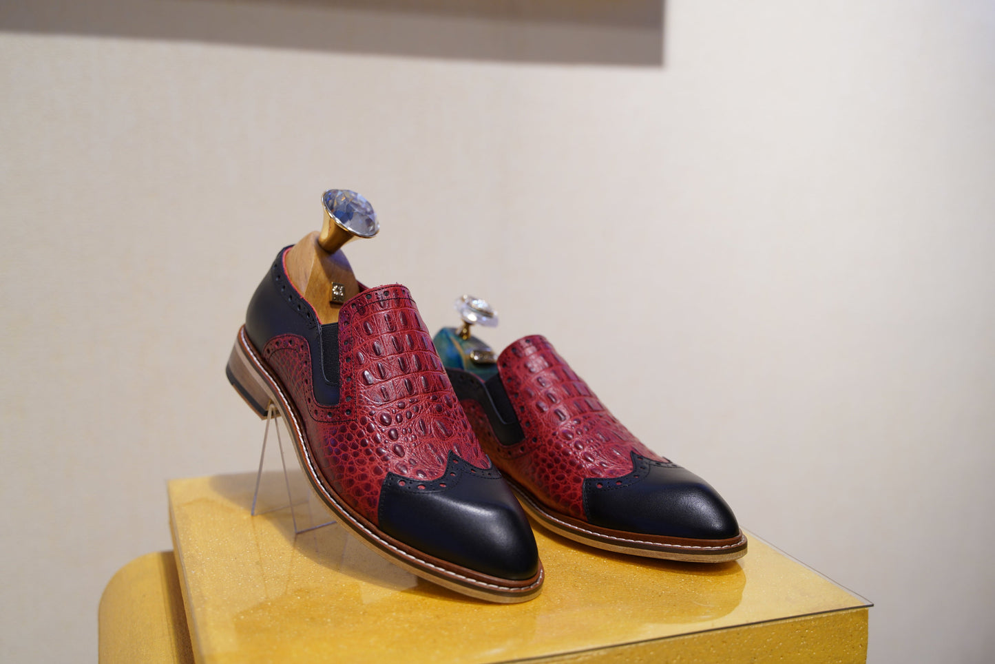 Red Genuine Leather Alligator Men Loafer Custom Made To Order Men Shoe /Stylish Loafer