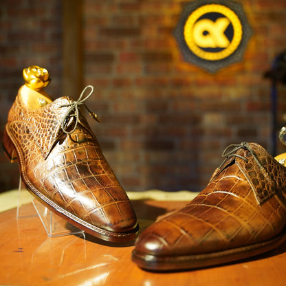 Alligator Leather Elegant Oxford Dress Shoes For Men's Premium Quality Made To Order Bespoke Shoes Custom Size