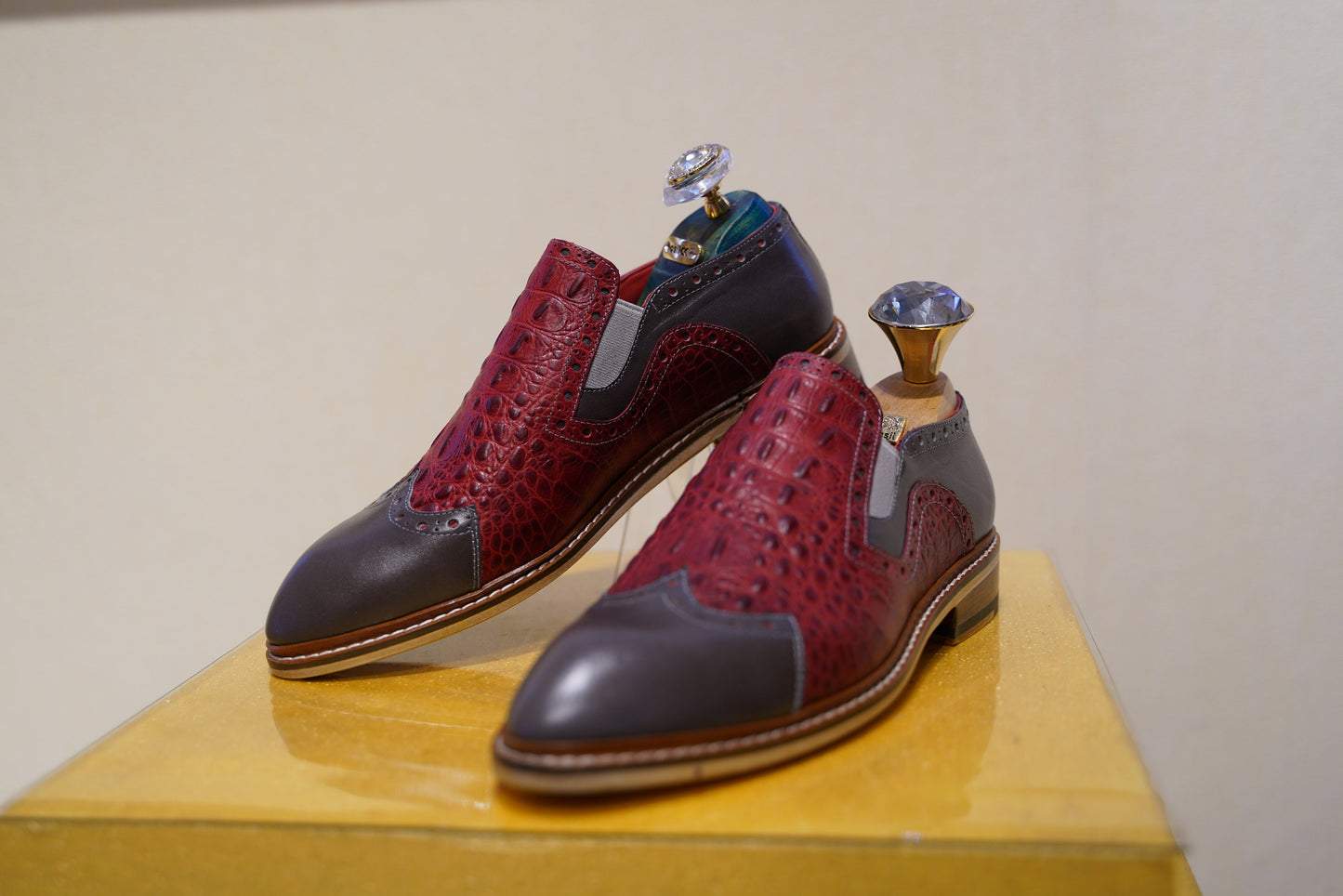 Red Genuine Leather Alligator Men Loafer Custom Made To Order Men Shoe /Stylish Loafer