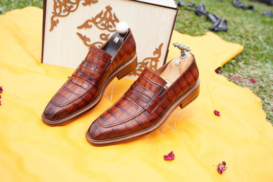 Crocodile Men Loafer Genuine Leather Handmade Leather Sole Made-To-Order Bespoke Men Dress Shoes Luxury Premium Men Shoes