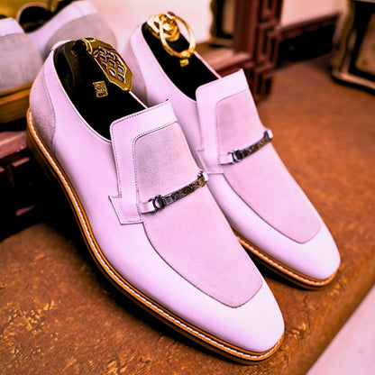 White Men Loafer Dress Shoes Groom Wedding Shoe Leather Sole Elegant Premium Men Shoes Genuine Leather Handmade Bespoke Made-To-Order