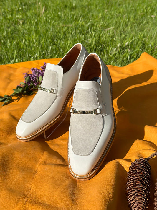 Leather Sole Men's Leather Classic Shoes Formal Shoes White Shoes Dress Shoes For Men Custom Bespoke Shoes Slip Ons Loafer