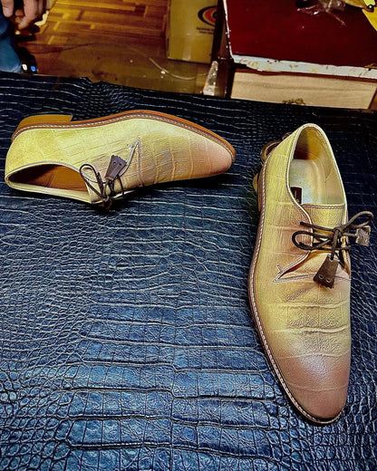 Beige Men Dress Shoes / Leather Sole Genuine Leather Premium Quality Full Handmade Bespoke Custom Order / Asil Shoes-Santoni shoes