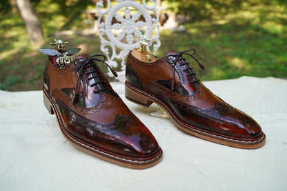 Oxford Men Shoes Leather Handcraft  Wing Tip Shoes Suit Dress Shoes Formal Shoes  Size 6/7/8/9/10/11/12/13/14/15/16 US Men's
