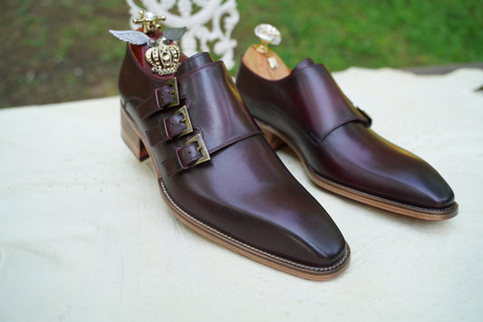 Luxury Men Shoe Made To Order Genuine Leather Monk Strap Men Shoes / Custom Shoes For Men / Made To Order Shoes / Gift For Him