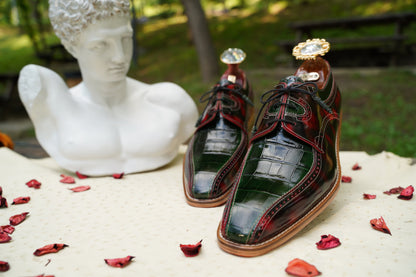 Alligator Texture Shoes Men Premium Quality Handmade Custom Shoes Made To Order Personalizedn Elegant Shoe Embossed Shoe