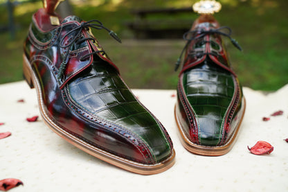 Alligator Texture Shoes Men Premium Quality Handmade Custom Shoes Made To Order Personalizedn Elegant Shoe Embossed Shoe
