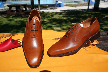 Men Business Shoes Brown Leather Handmade Oxford Shoes Custom Size