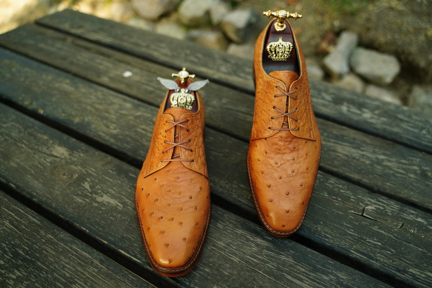 Ostrich Leather Oxford Men Shoes Custom Shoes Handmade Men Dress Shoes Brow Men,Speckled Men Shoes Tan Color Spotted  Shoe |AsilShoes|