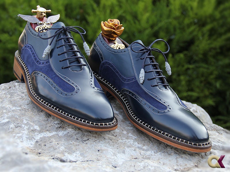 Naivy Blue Suit Men Dress,Leather Handmade Men Shoes,Personalize Men Shoe,Oxford Men Shoe,Oxford Men Shoe Luxury Dress Shoes Premium Quality