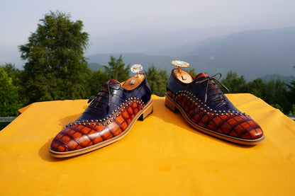 Oxford Men Shoes Embossed Handcraft Luxury Goodyear Welted Made To Order Custom Men Shoes Suit Shoes Genuine Leather Handmade