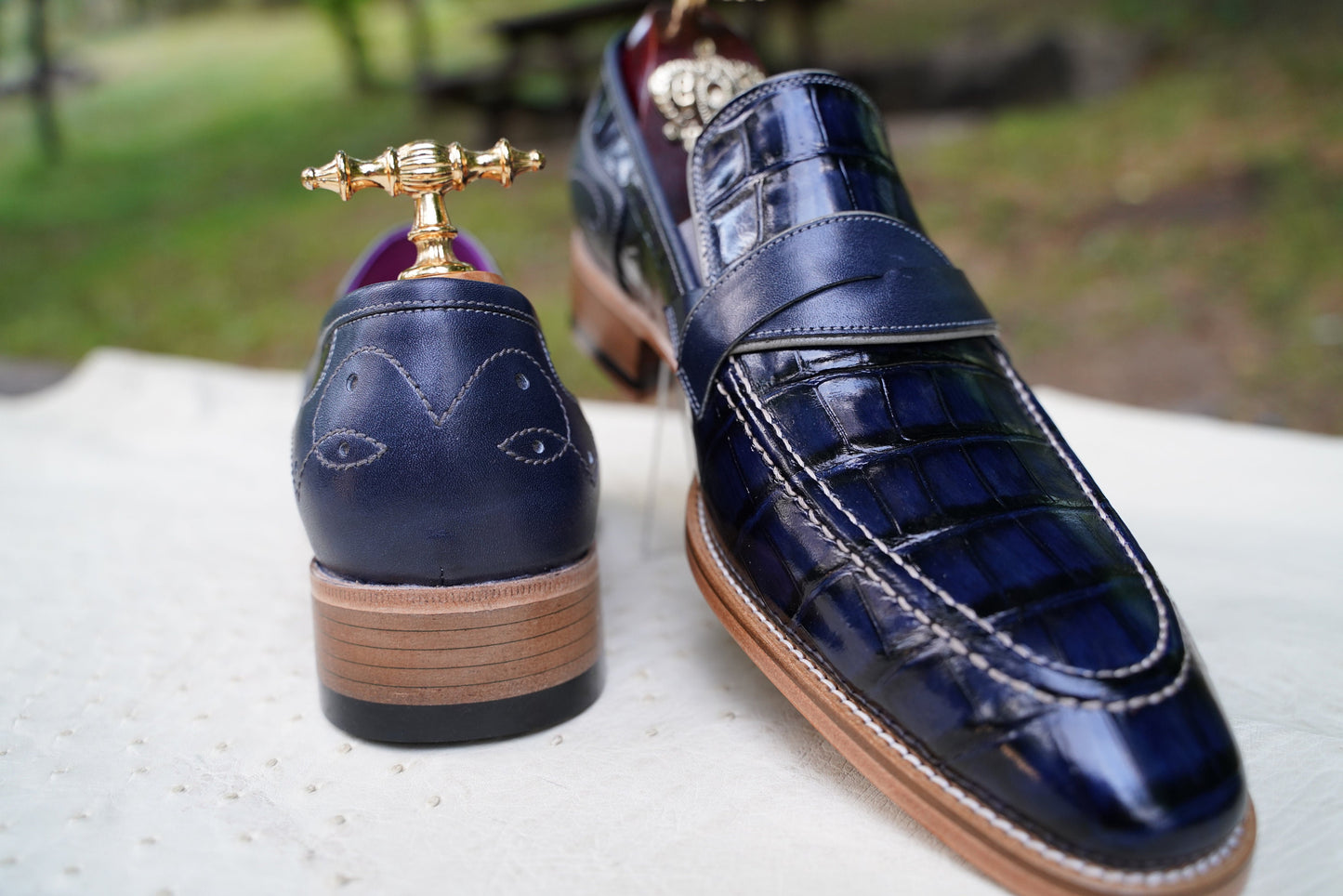 Blue Alligator Loafer Genuine Leather Handmade Men Loafers Slip Ons Suit Shoes Business Shoes Wedding Shoes Gift For Mens  Formal Shoes