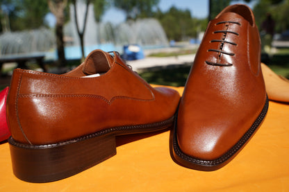 Men Business Shoes Brown Leather Handmade Oxford Shoes Custom Size