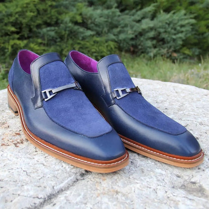 Blue Handcrafted Men Loafers Premium Quality Genuine Leather Customizable Men Loafer Custom Gift For Men Luxury Shoes
