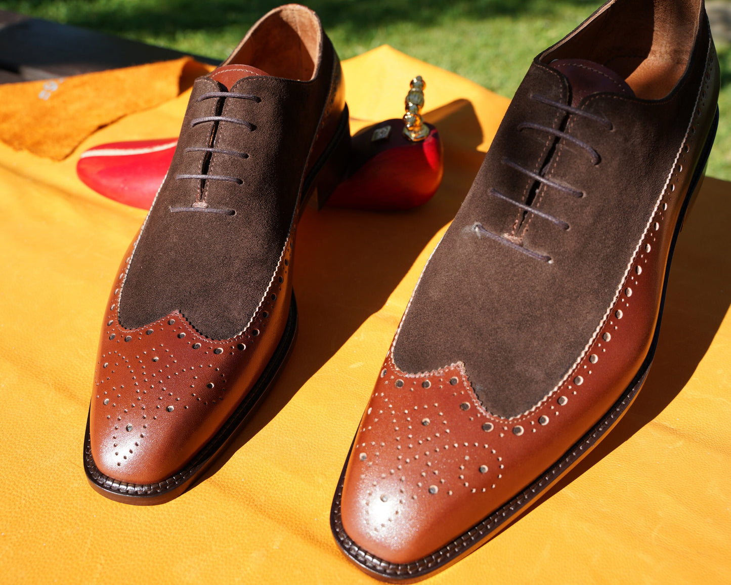 Suede Leather Wing Tip Classic Men Shoe Full Handmade Made-To-Order Fully Customizable Premium Men Shoe/ Premium Gift For Him-Men