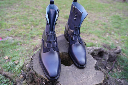 Spring Autumn Men's Boots, High-top Breathable Boots, Suede Leather Made To Order Custom Men Boot Black Leather Men Bot