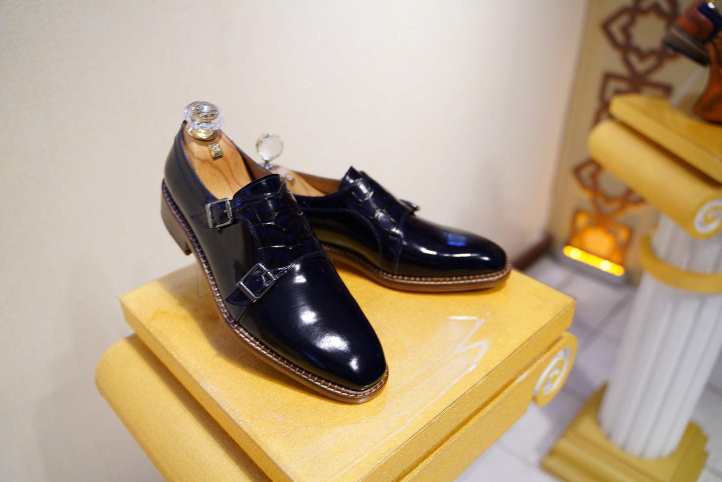 Premium Quality Dark Blue Monk Strap Men Shoe Genuine Leather Handcraft Custom Made To Order Asil Shoe