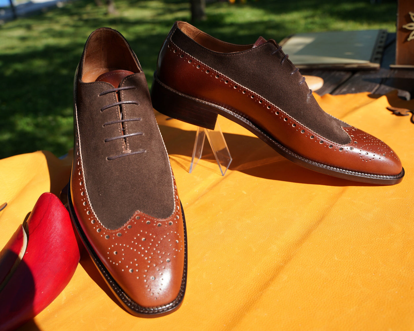 Suede Leather Wing Tip Classic Men Shoe Full Handmade Made-To-Order Fully Customizable Premium Men Shoe/ Premium Gift For Him-Men