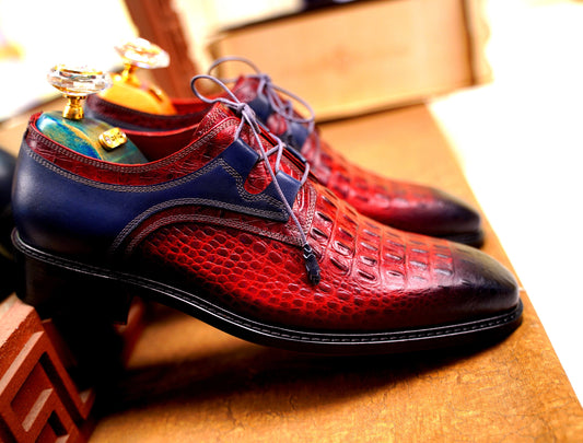 Alligator Red Oxford Men Shoes Dress Shoes Made-To-Order Custom Bespoke Suit Shoes AsilShoes