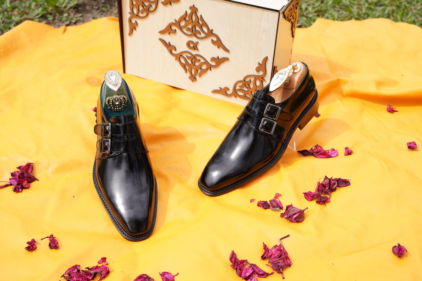Black Monk Strap Men's Dress Shoes Premium Quality Custom Size Men Shoes Men Office Shoes, Mens Formal Shoes Luxury Men Shoes