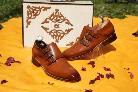 Brown Monk Strap Men's Dress Shoes Premium Quality Custom Size Men Shoes Men Office Shoes, Mens Formal Shoes Luxury Men Shoes Dress Shoes