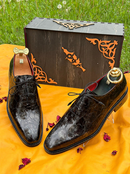 Patent Leather Men Dress Shoes Luxury Oxford Derby Shoes Party Shoes Custom Shoes