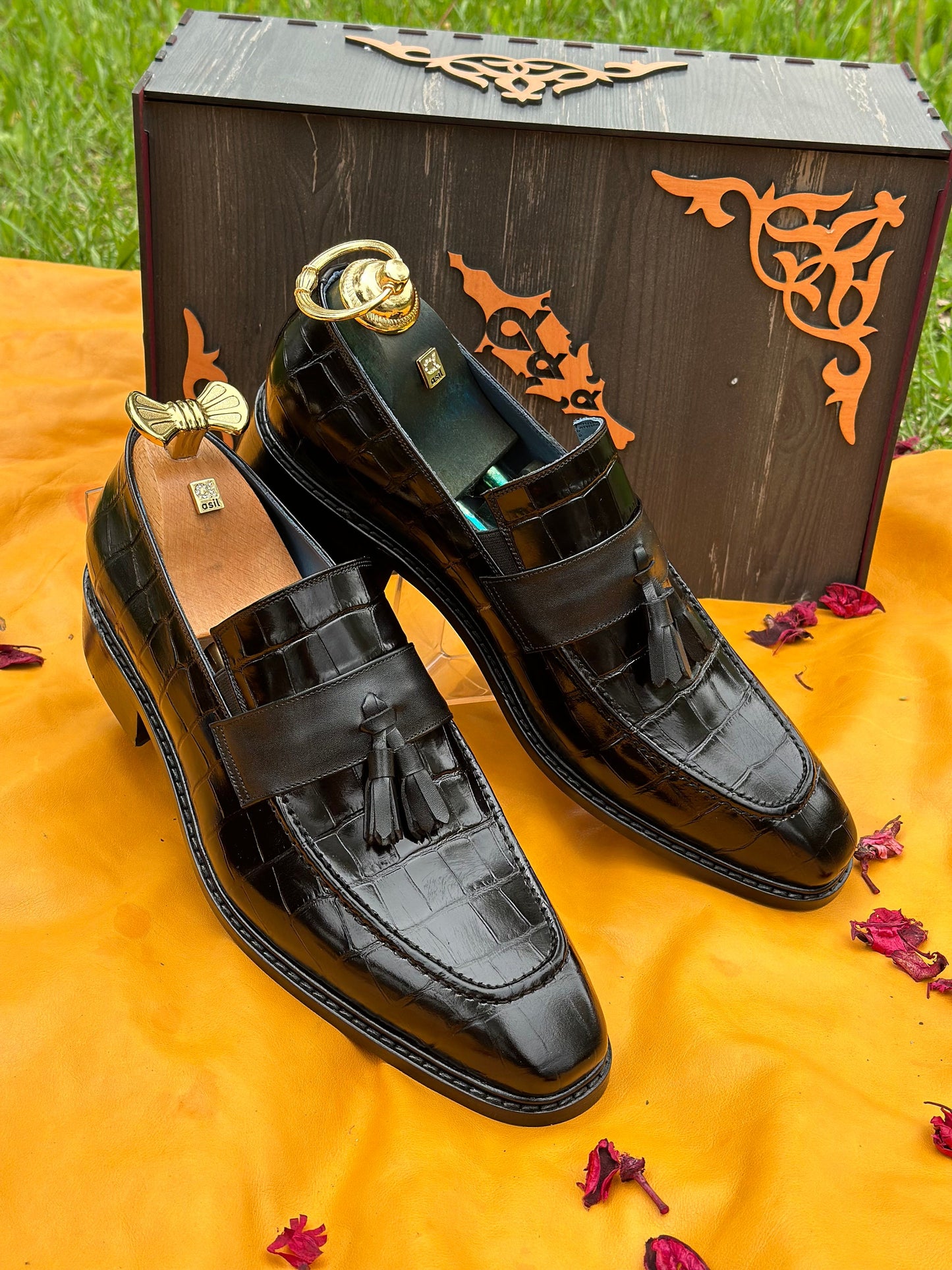 Croco Leather Men Dress Shoes Luxury Oxford Derby Shoes Party Shoes Custom Shoes Kiltie Loafer Made-To-Order Leather Sole